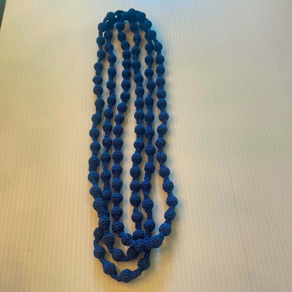 Set of three long crochet bead necklaces